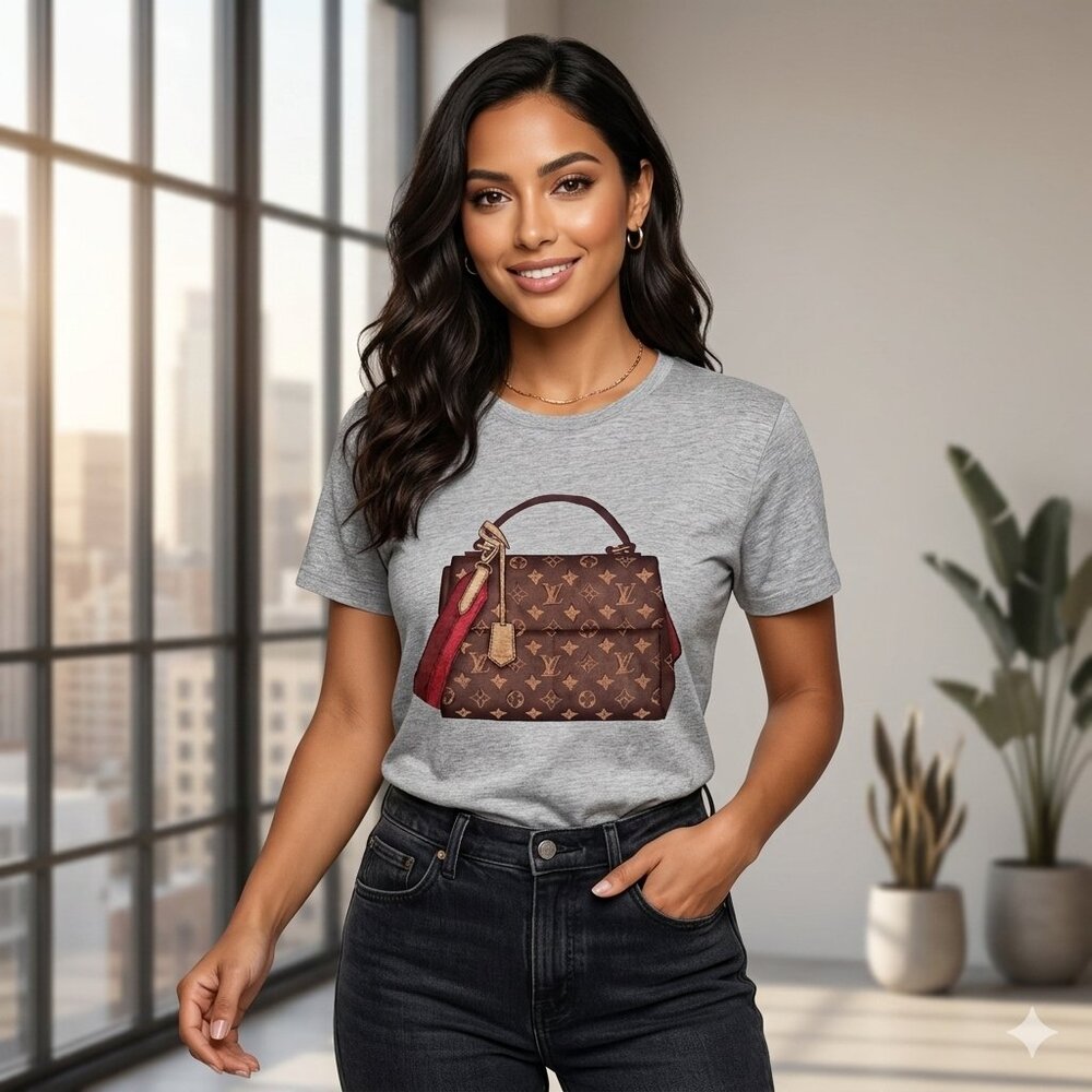 Chic Graphic Tee - Designer Bag Illustration Stylish & Casual Everyday Essential